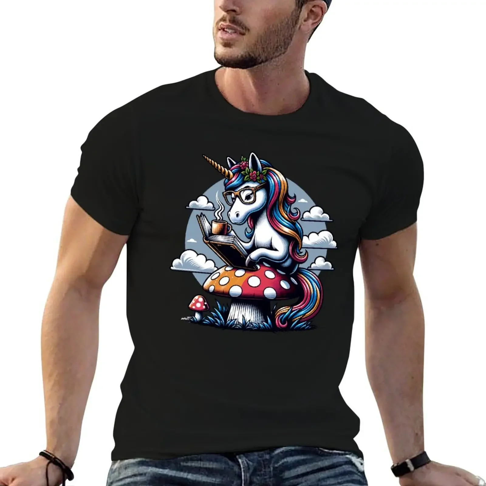 

Magical Reading Unicorn Diva T-Shirt sublime hippie clothes quick-drying summer tops slim fit t shirts for men