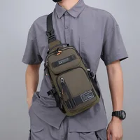 Men Multifunctional Chest Bag Lightweight Simple Multi-pockets Shoulder Bags Outdoor Sports Hiking Cycling Crossbody Bag 3