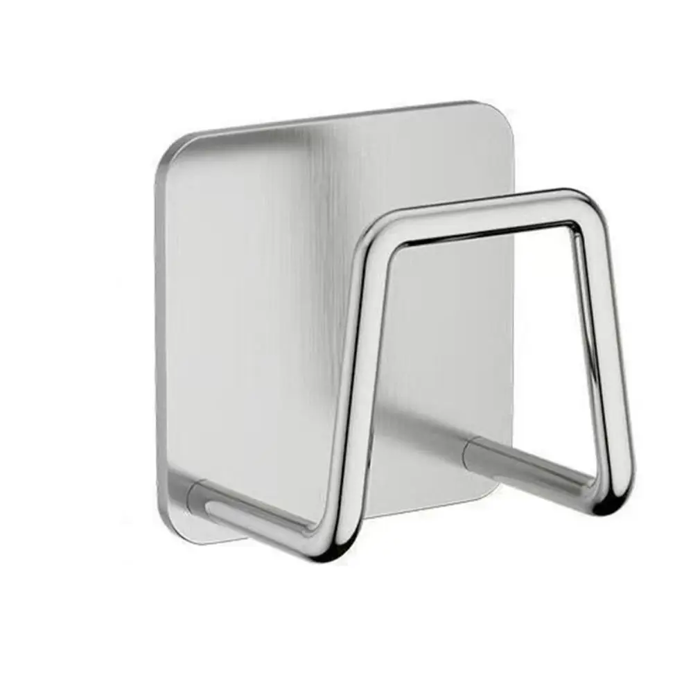 Storage Accessories Stainless Steel Universal Hook Black Silver Adhesive Sponges Holders Drain Drying Rack Kitchen