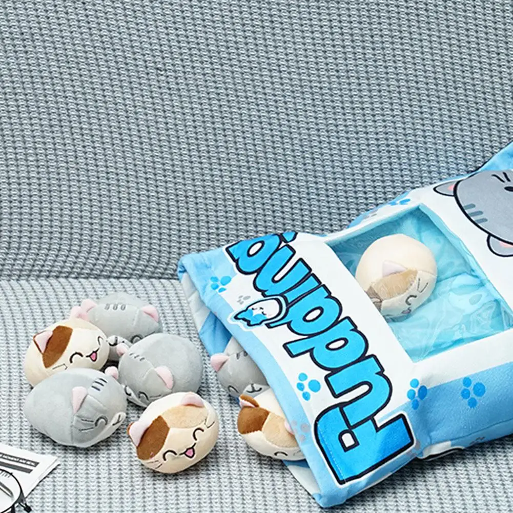 Süße Katze Snack Kissen Pudding Tasche Essen Spielzeug Mini Tiere Bälle Gelbe Katze Snack Reißverschluss Tasche Dekor Kissen Kissen Mädchen