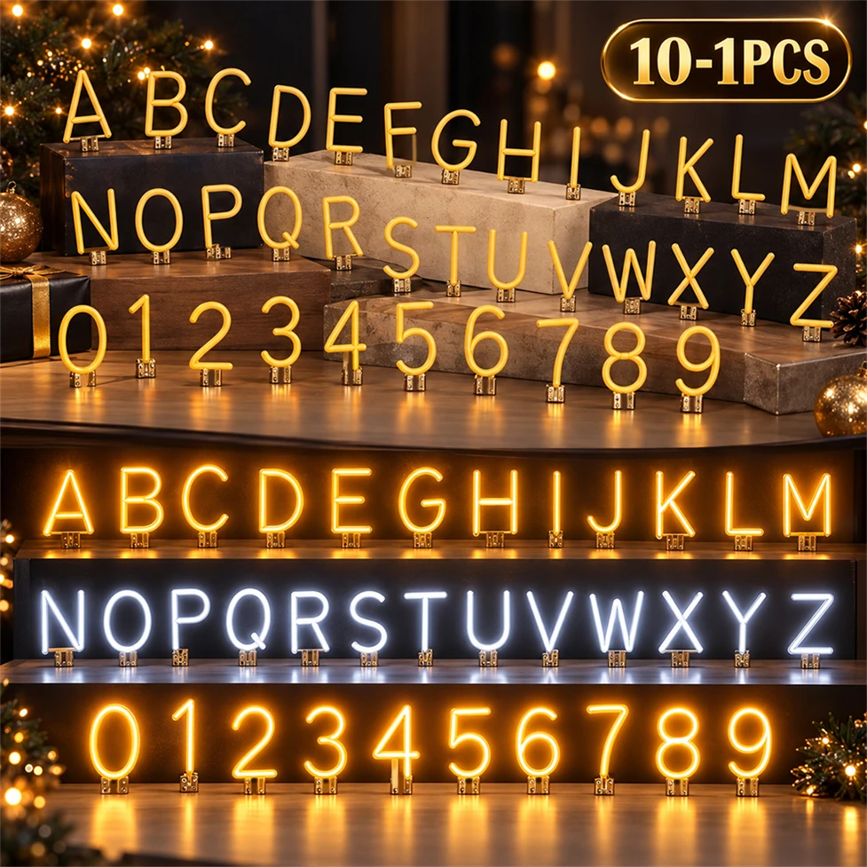 DIY 1-10PCS 3V A-Z Letter Filament /0-9 Number Filament 2200K/6500K Fun Activity Holiday Party Birthday Bedroom Lighting Decor