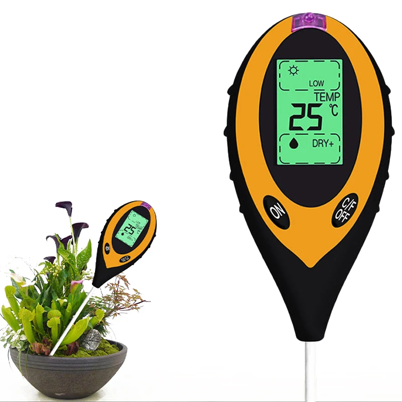 

4 In 1 With Blacklight Sunlight Tester Digital Soil PH Tester LCD Display Plant Soil Tester Kit Garden Accessories Tools