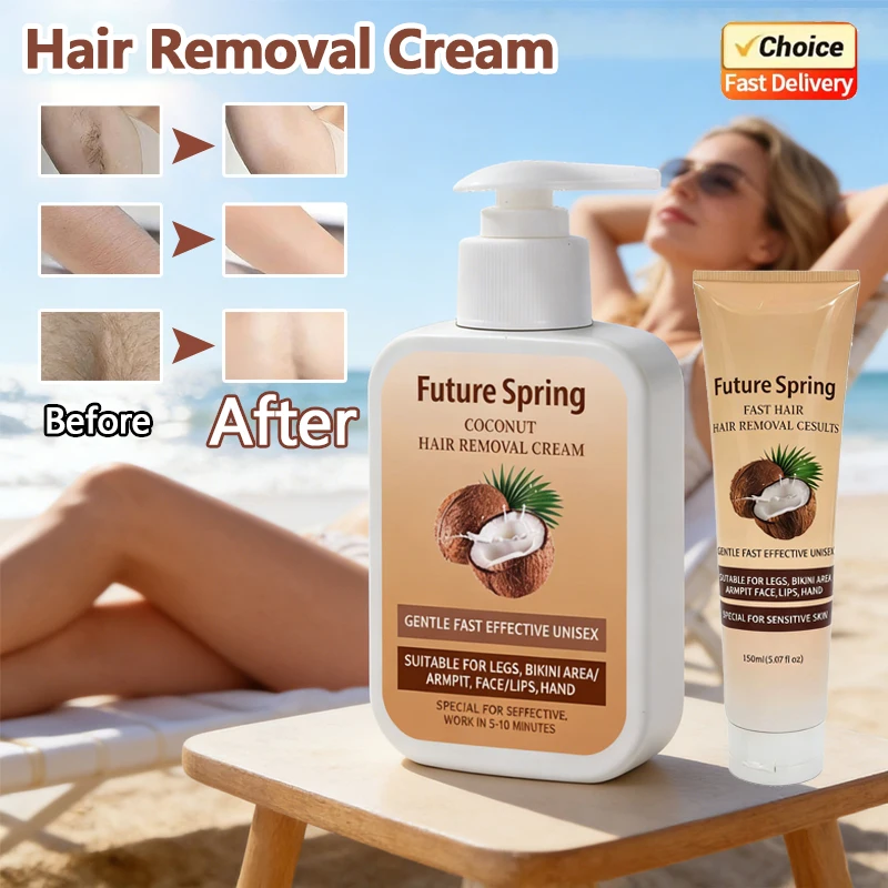 150ml Coconut Hair Removal Cream with Avocado Gentle Sensitive Skin Moisturizing Non Irritating for Lips Face