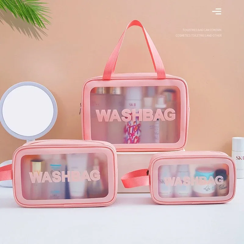 1PC Large Capacity Waterproof Transparent Travel Cosmetic Bag - Portable and Organized Storage for Makeup and Toiletries image 2