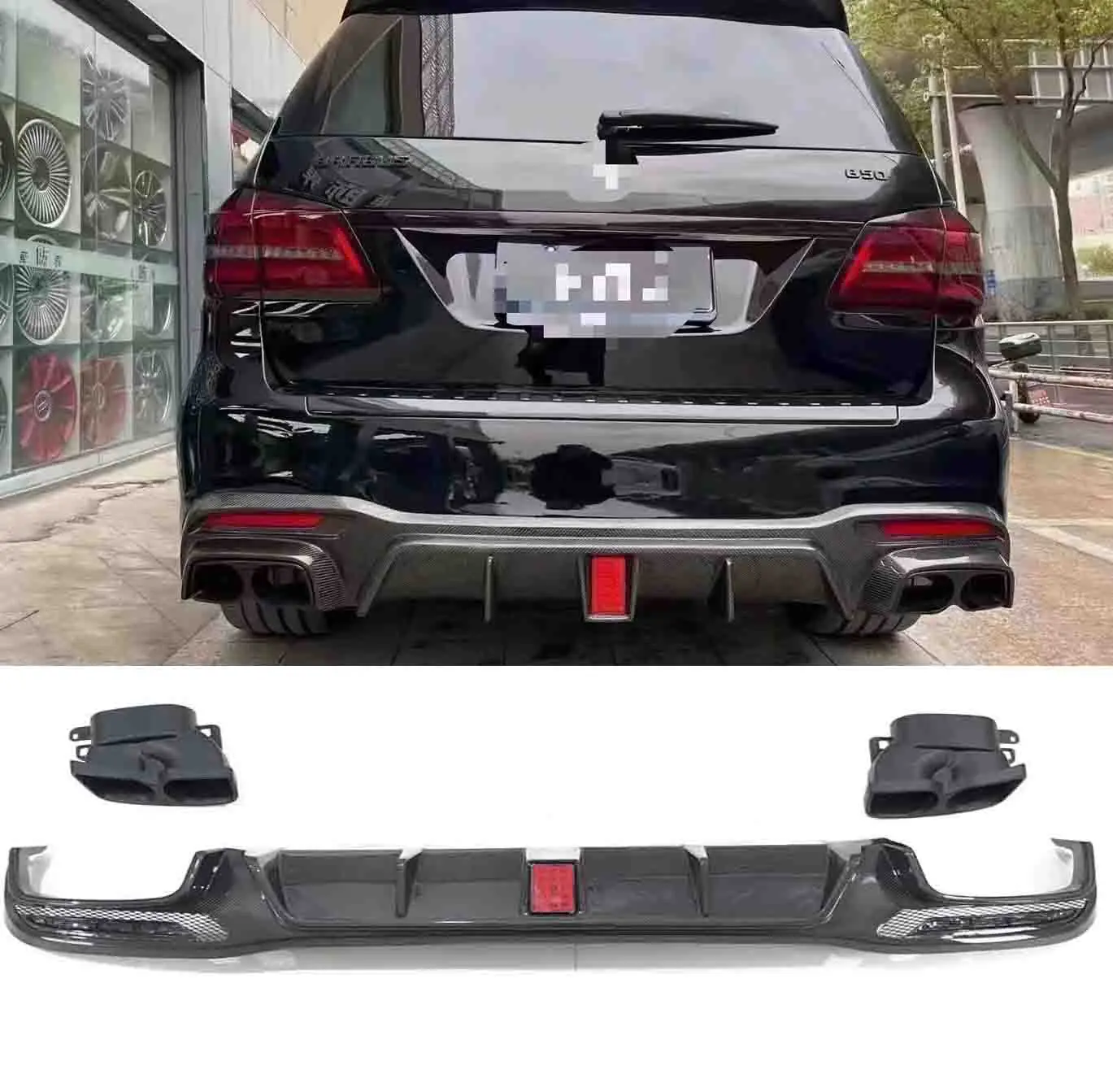 For Mercedes Bens GLS X166 to B style Carbon Fiber Car Rear Diffuser Body Kit