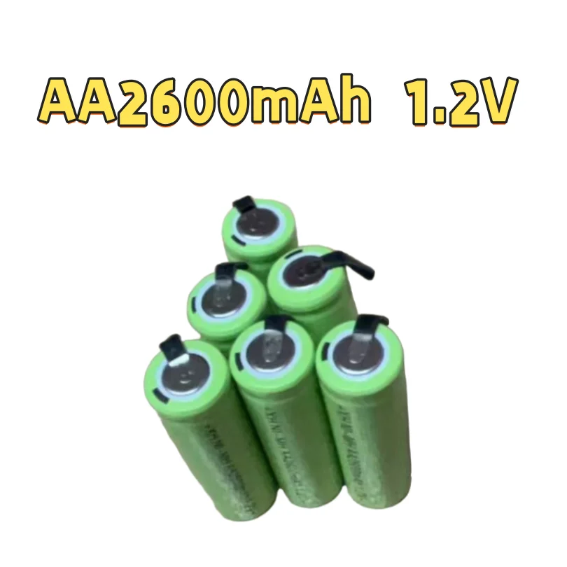 【2A Schnellladung】AA Ni-MH-Akku 2600 mAh mit Anschlussflanschen 1,2 V für Taschenlampen/Solarleuchten/Fernbedienungen.