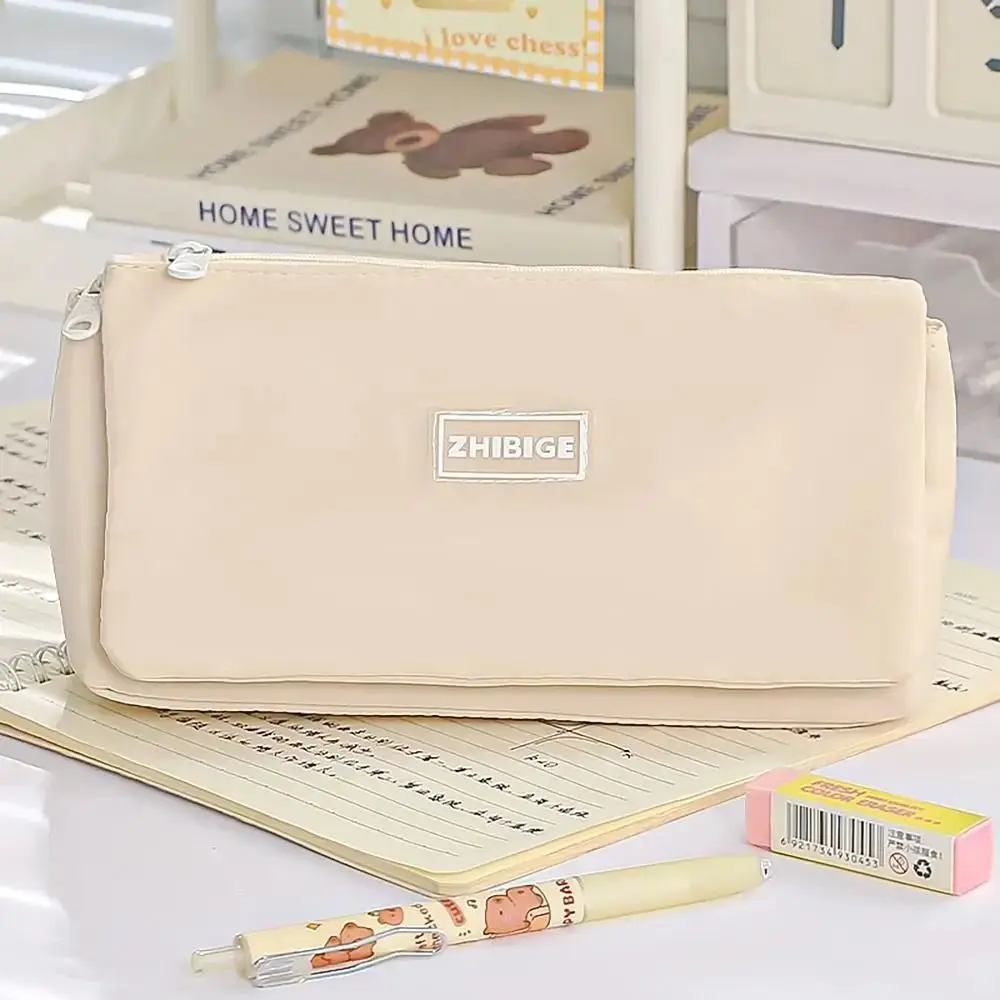 Canvas Towel Roll Storage Bag Multilayers Anti Fouling Triangular Pencil Case Large Capacity Minimalist Transparent Pen Bag