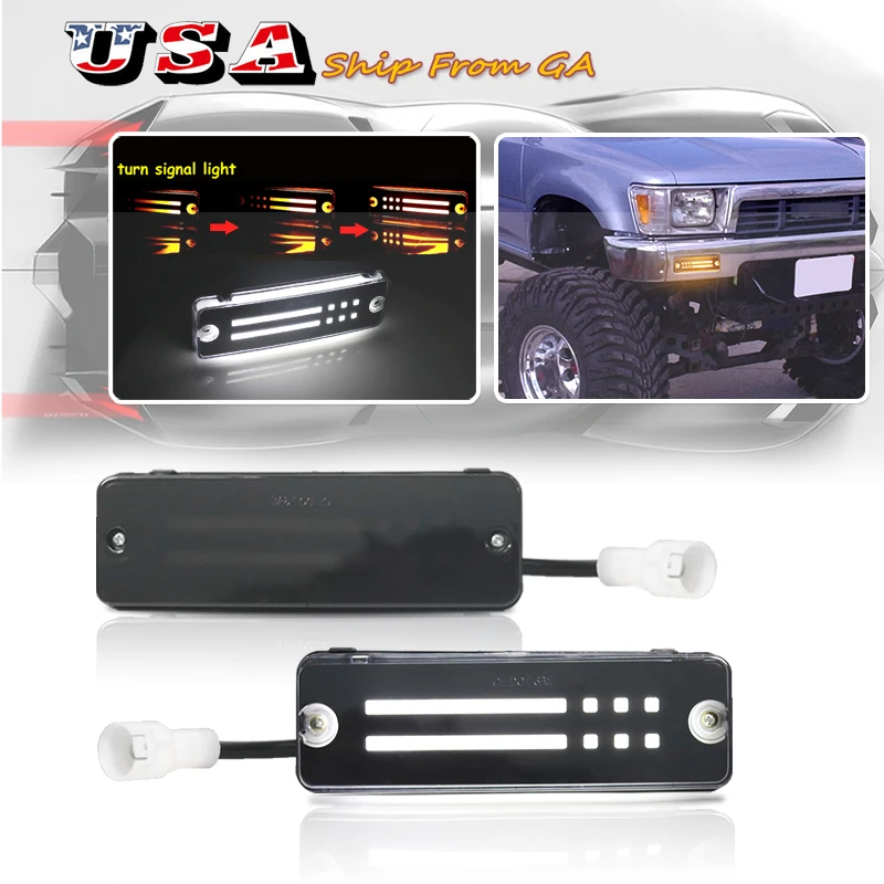 

2 шт. автомобильные дневные ходовые огни в сборе для Toyota 4Runner 1984-1989 годов пикап Янтарный динамический указатель поворота