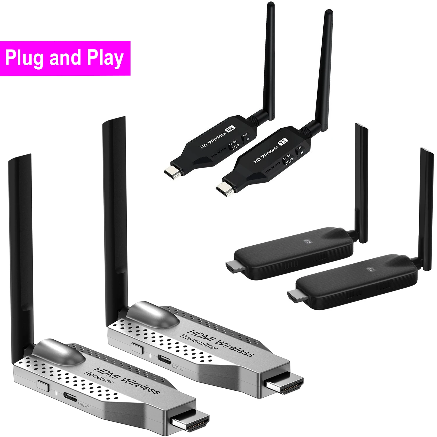 

1080P 50m Wireless HDMI Video Transmitter Receiver Extender 1 Laptop 2 3 4 TV Share Display Adapter for Camera PC TV Projector