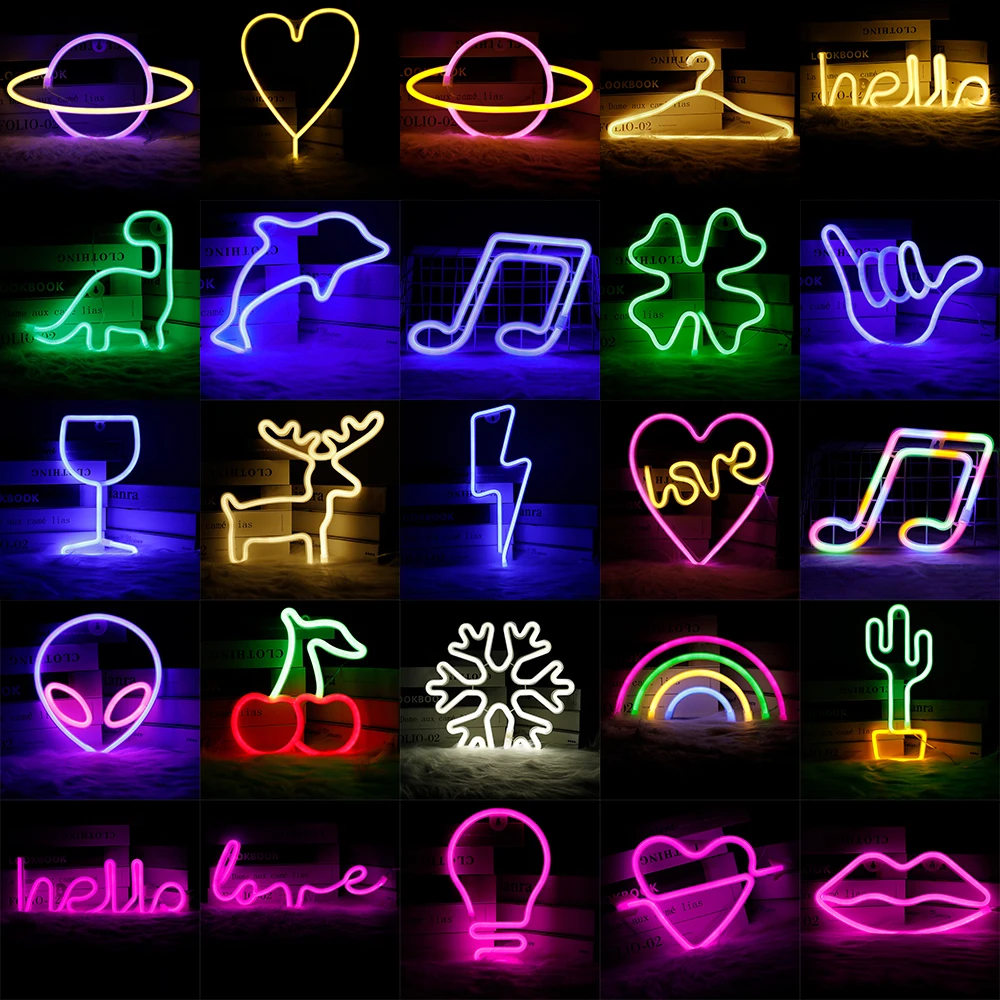 81 Styles LED Neon Night Light Sign Wall Art Sign Night Lamp Birthday Creativity Gift Party Wall Hanging Neon Lamp Home Decor