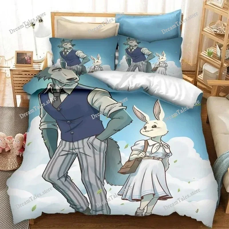 

BEASTARS Luxury Bedding Set Japan Anime Cartoon Duvet Cover Set Comforter Bedspread Linen Twin Single Size Printed Home Textile7