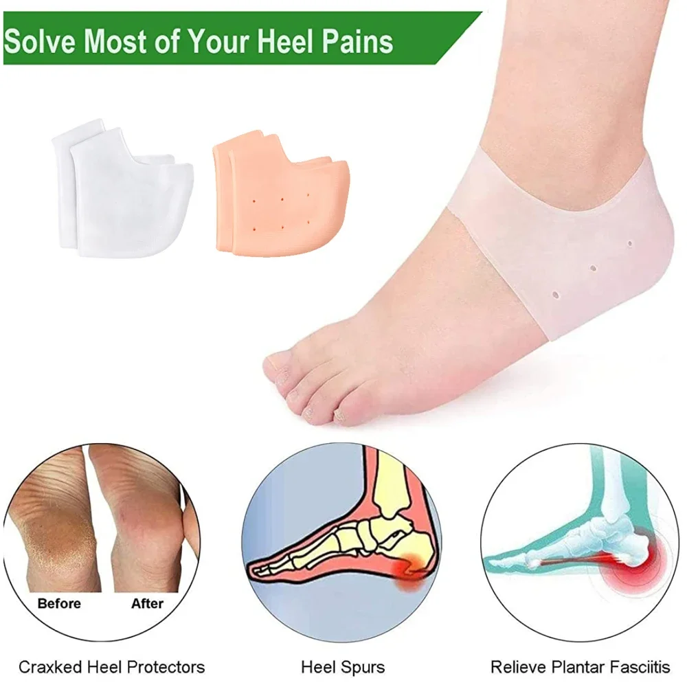 Silicone Foot Heel Protector Socks Moisturizing Gel Heel Pain Relief Plantar Fasciitis Socks With Hole Cracked Foot Skin Care