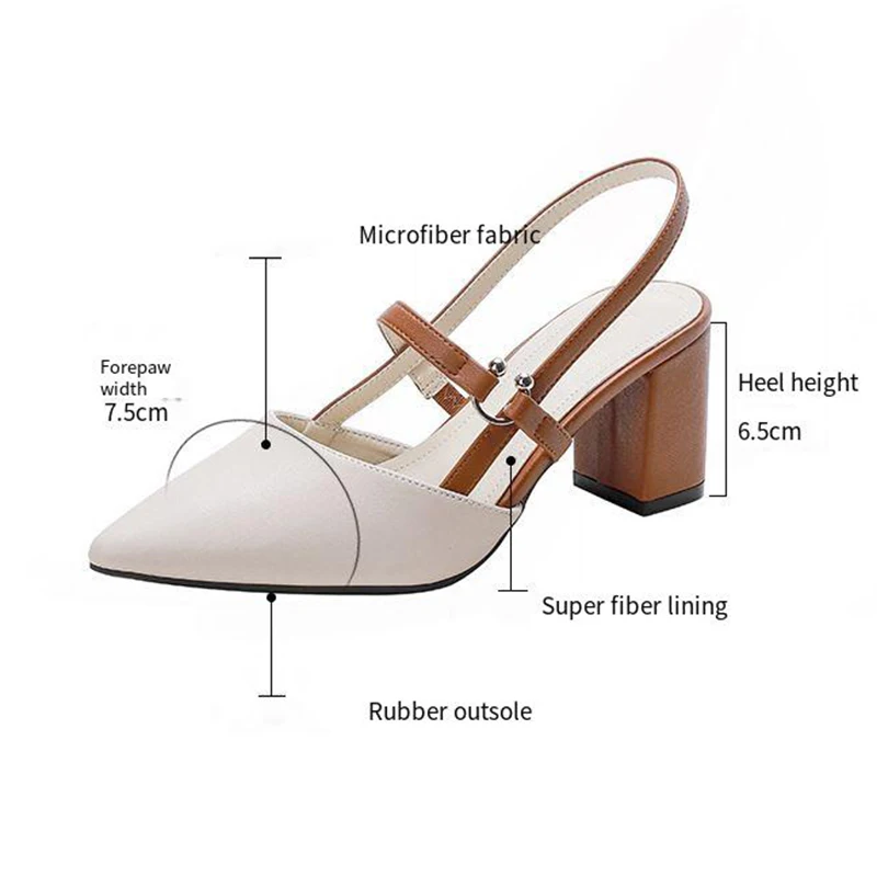 Oulylan New Pointed Thick Heel High Heels Party Shoes Luxury Baotou Summer Fashion High Setting Sandals Women Sandals