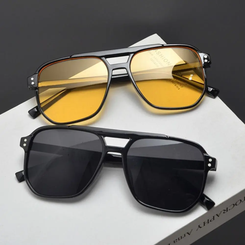 Punk Square Frame Sunglasses Beach Eye Protection Anti-UV Retro Sunglasses Travel Accessories Black Shades Glasses for women men