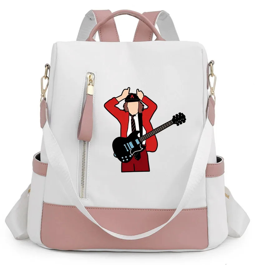 

Women's fashionable backpack Girls shoulder bag travel multifunctional bag Funny Rock Band Guitarist Printed Female handbag