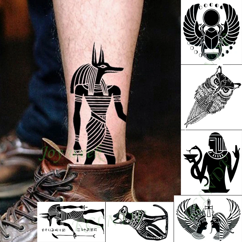 Waterproof Temporary Tattoo Sticker Egyptian gods Anubis dog Fake Tatto Hand Flash Tatoo small tattoos for Kid Girl Men Women