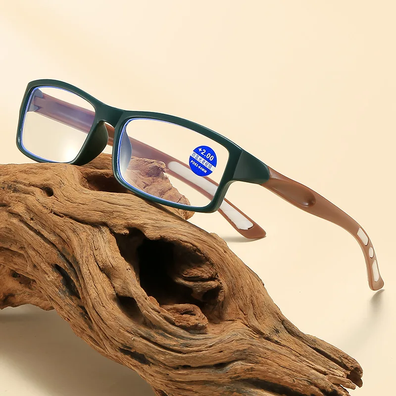 Sportliche Herren-Lesebrille, quadratische Computerbrille zum Lesen, blau, Vintage, Presbyopie, Hyperopie, optische Gläser +1.0 +1.5 +2.0 +2. – Detail 4