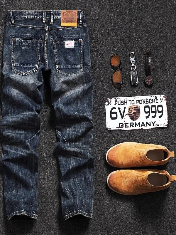 

Retro Distressed American Casual Men's Jeans Loose Straight Leg Fashionable Youth Pants Autumn Winter Style High Street