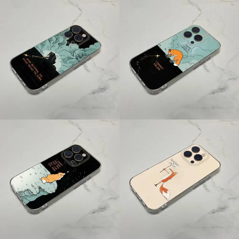

Art Lyrics Cartoon Fox Phone Case For iPhone 16,15,14,13,12,11 Plus,Pro,Max,XR,XS,Plus,E,SE4,Mini Transparent Cover