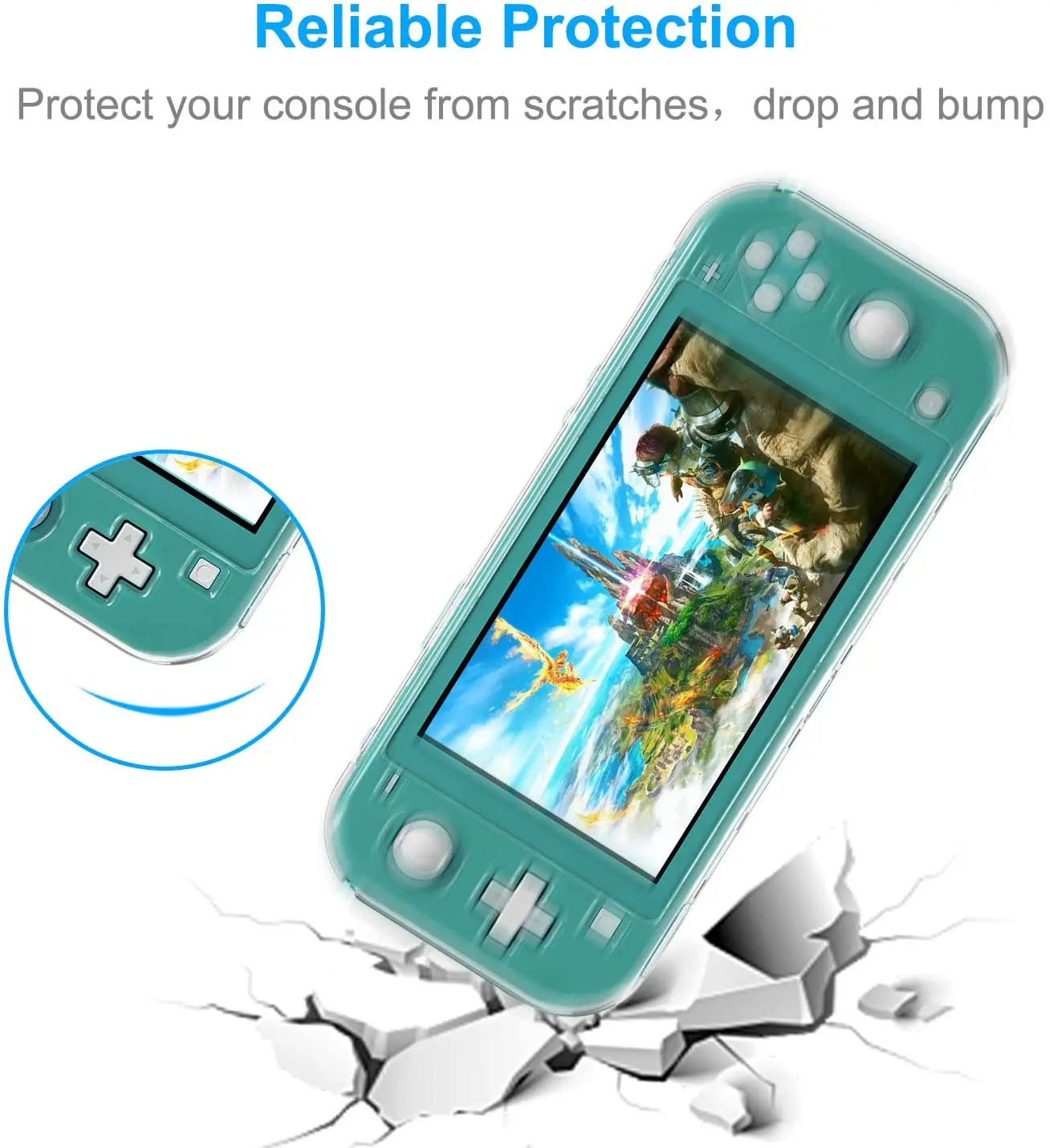 Ultra Slim Clear Hard PC Protective Case For Nintendo Switch Lite with Glass Screen Protector and 8 Thumb Grips for NS Switch