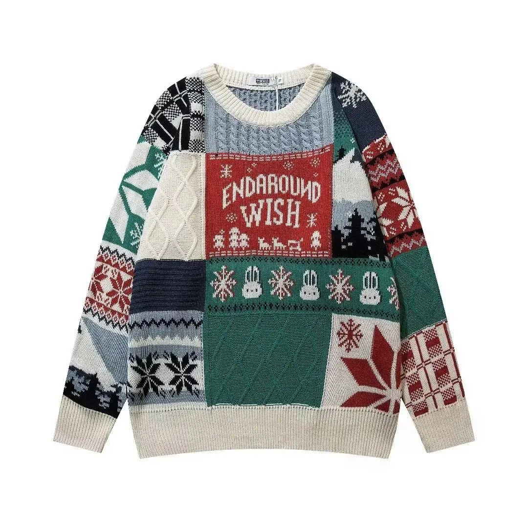 2025 جديد محبوك اللون Blo Cisas loween فضفاض Sle جولة Ne سترة الرجال مريحة للتنفس طويلة Sve أعلى