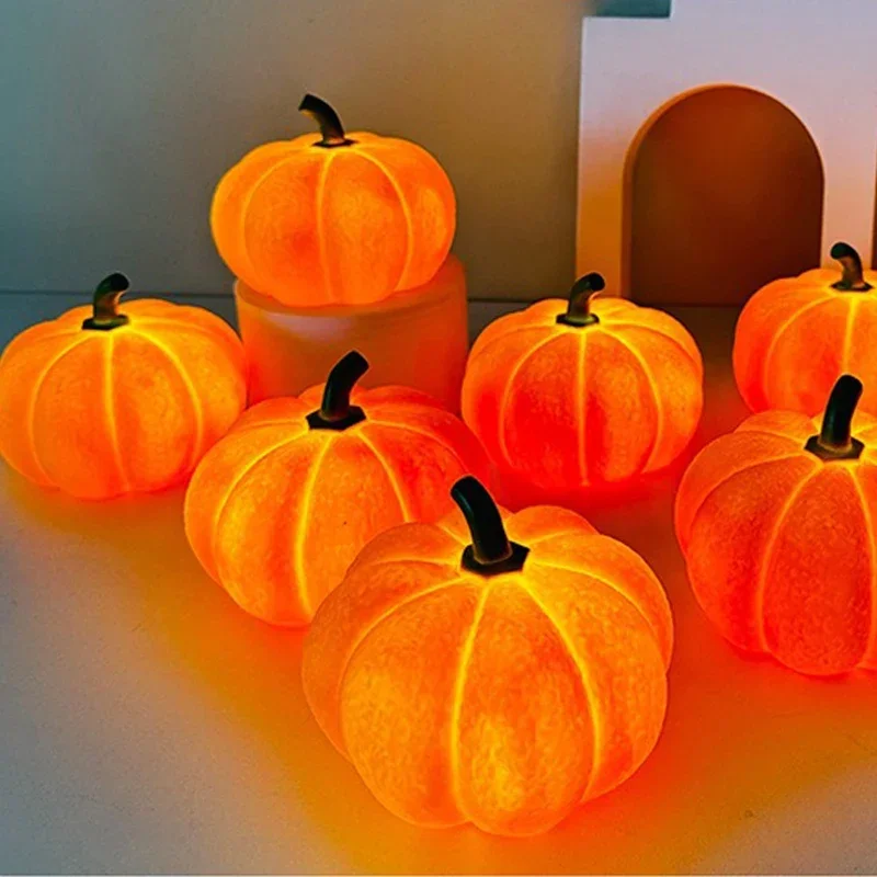 Halloween Pumpkin LED Night Light Battery Powered Warm Lantern For Kids Bedroom Decor Trick or Treat Party Home Holiday Decor