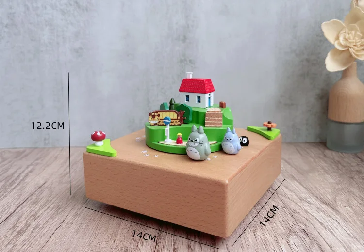 Totoro Family Wooden Music Box Large Base Micro Landscape Wooden Music Box Crafts Ornaments Creative Gifts Fairy Tale Gifts - Image 6