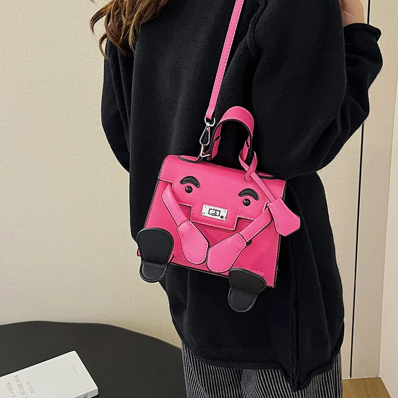 

Trendy Women's Monster Tote Bag Playful Smiley Print, Convertible Strap, Durable Material, Perfect for Daily Use & Gifting