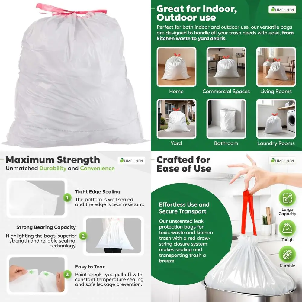 

800 штук, 13-галлонные сверхпрочные мешки для мусора для кухни, устойчивые к протечкам и запахам, толщина 0,9 мил