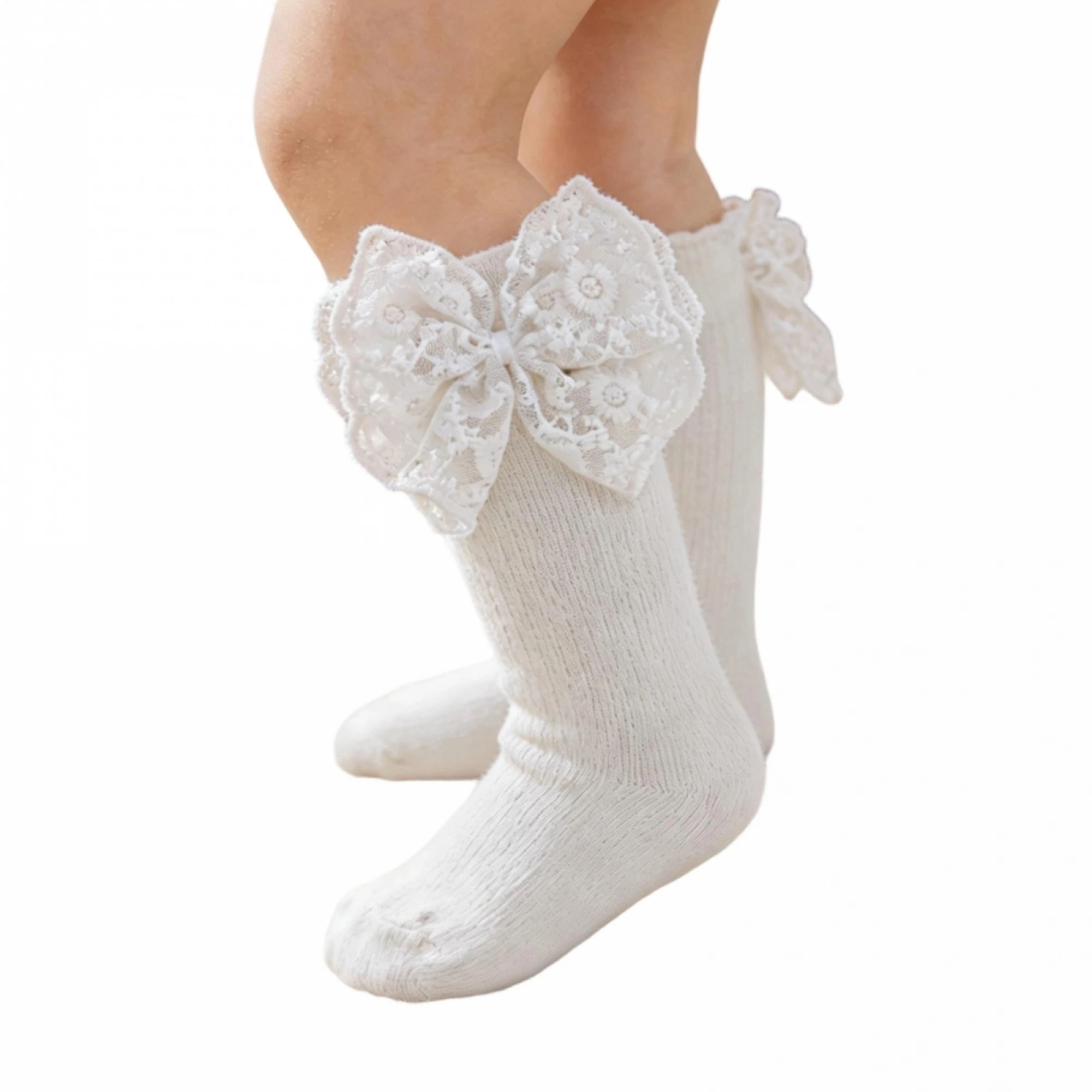 Toddler Baby Girls Knee High Socks Cute Bow Decor Long Socks for Daily