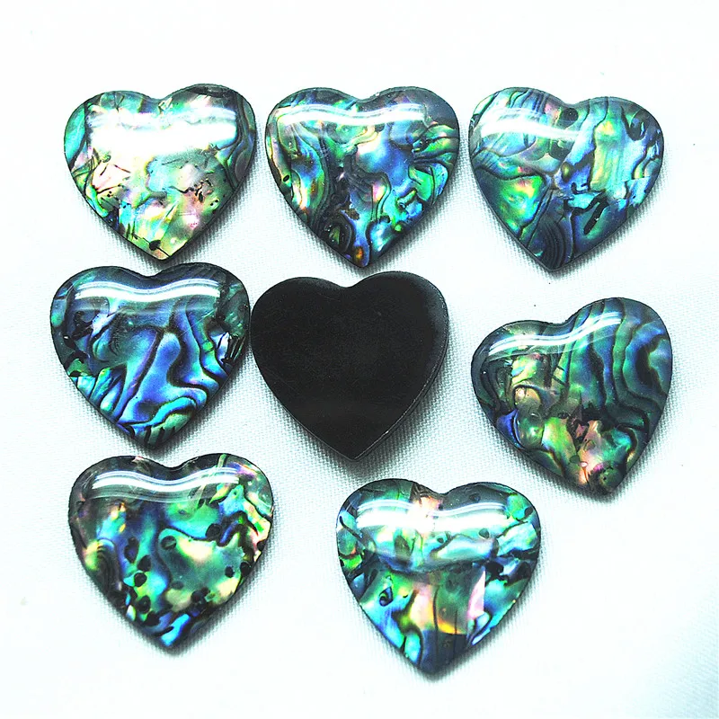 7PCS Natural Abalone Shell Paper Mother Of Pearl Cabochons Heart Shape 20MM DIY JEWELRY FINDINGS