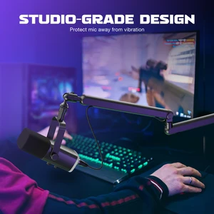 Low profile microphone support Fifine adjustable, boom suspension, cable management, table support, K688 amplifier, AM8-BM88 8 Main Pedestal Sales Microphone - №3