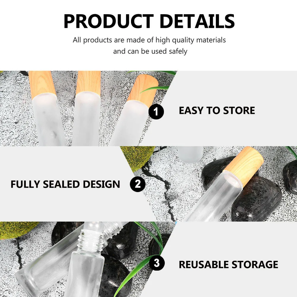 

3 Pcs Essential Oil Bottles Roller Ball Refillable Direct Skin Application Roll-on