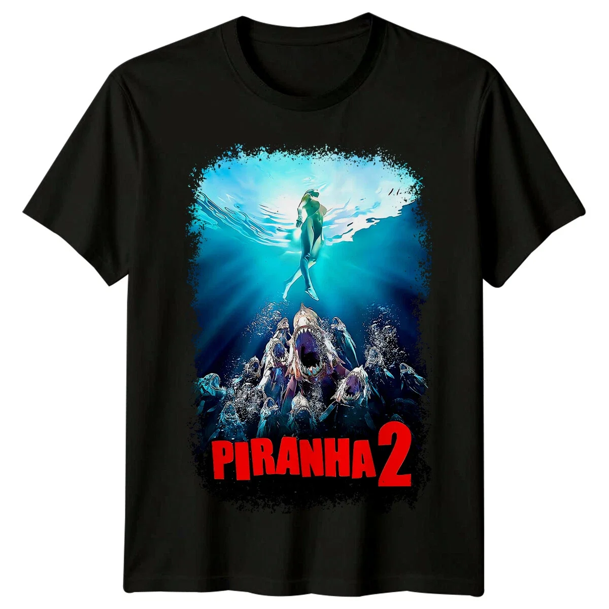 Piranha II- The Spawning (1982) Movie Poster Inspired T-Shirt Retro 80s Tee