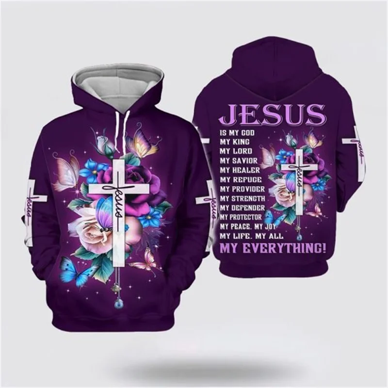 3D chrześcijański Jesus nadrukowane bluzy Jesus błogosław nam wiarę ponad strachem bluzy z kapturem moda moda uliczna swetry odzież