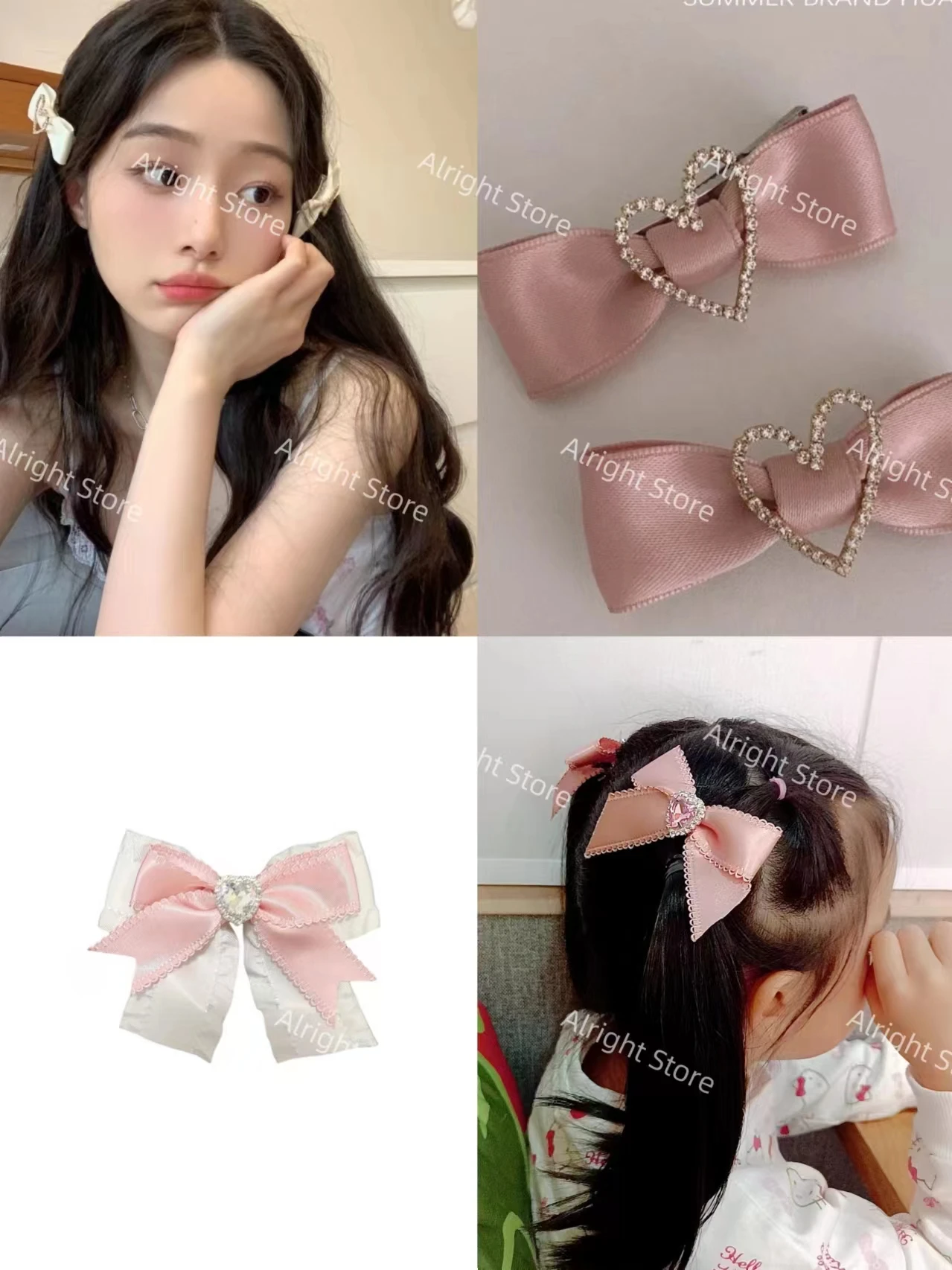 Lolita-Pinzas para el pelo con lazos rosas, tocado de encaje de sirvienta, accesorios para el cabello, diademas de Cosplay para niñas, horquilla de Anime de encaje Kawaii dulce