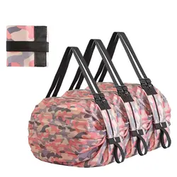 3 Pcs Reusable Shopping Bag Pink Waterproof Foldable Oxford Cloth Travel Beach Bag Supermarket Grocery Portable Storage Bag