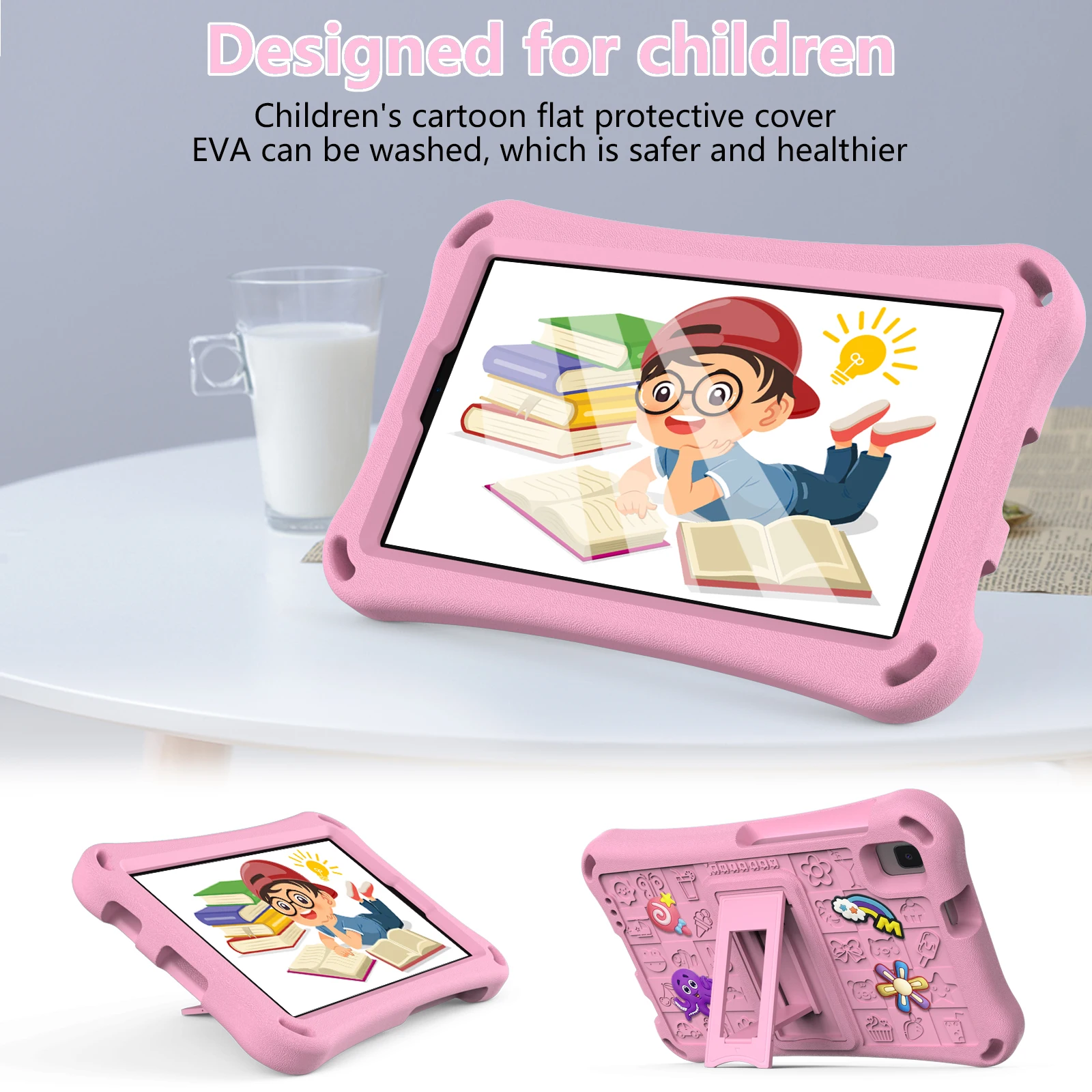 Kids EVA Cartoon Case for Samsung Galaxy Tab A9 8.7 X110 A7 Lite T220 A 8.0 T290 T295 Cover Built-in Stand with Shoulder Straps