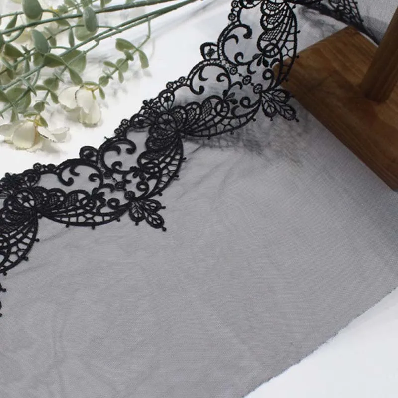 58Yards Retro Black Emboridery Lace Trim Lingerie Sewing Craft DIY Apparel Fabric Laces Dress Garment Accessory