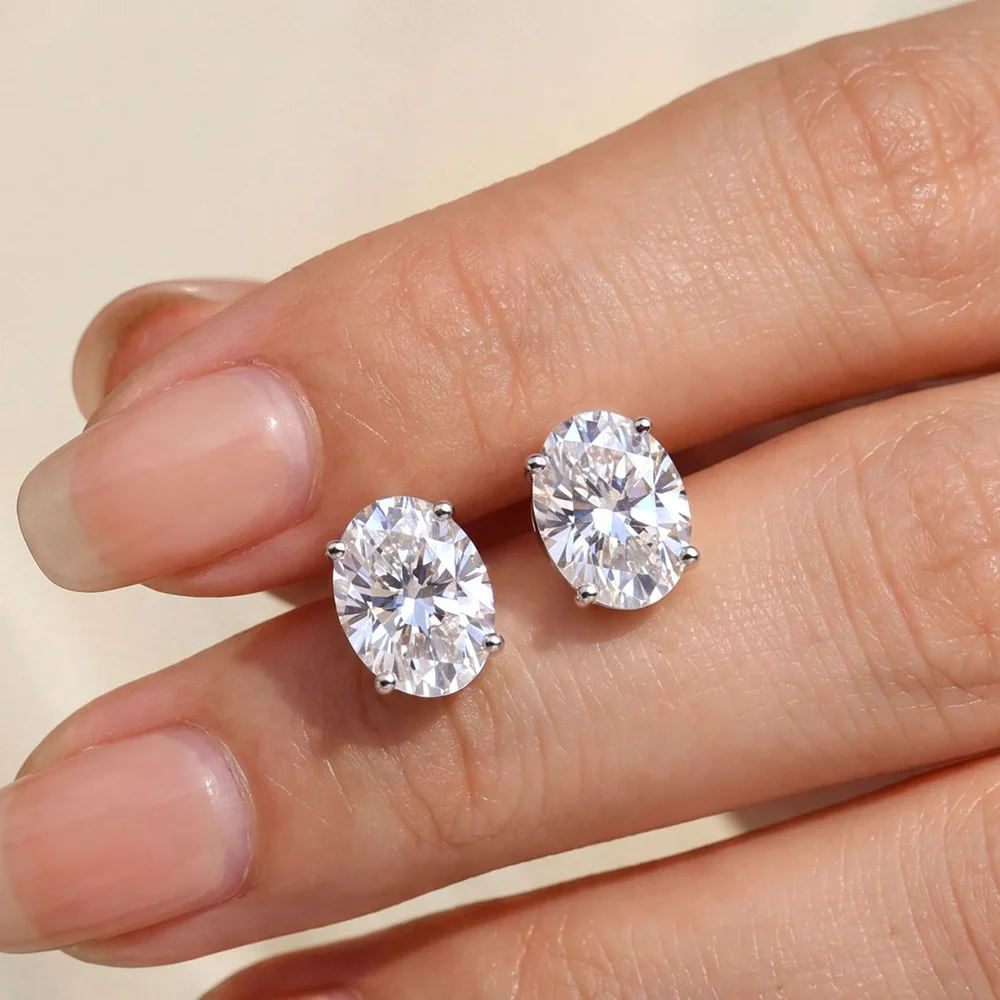 CEICI 1-3CT Oval Cut Moissanite Diamond Earring for Women S925 Silver Plated 18K Gold Wedding Earrings Fine Jewelry With GRA