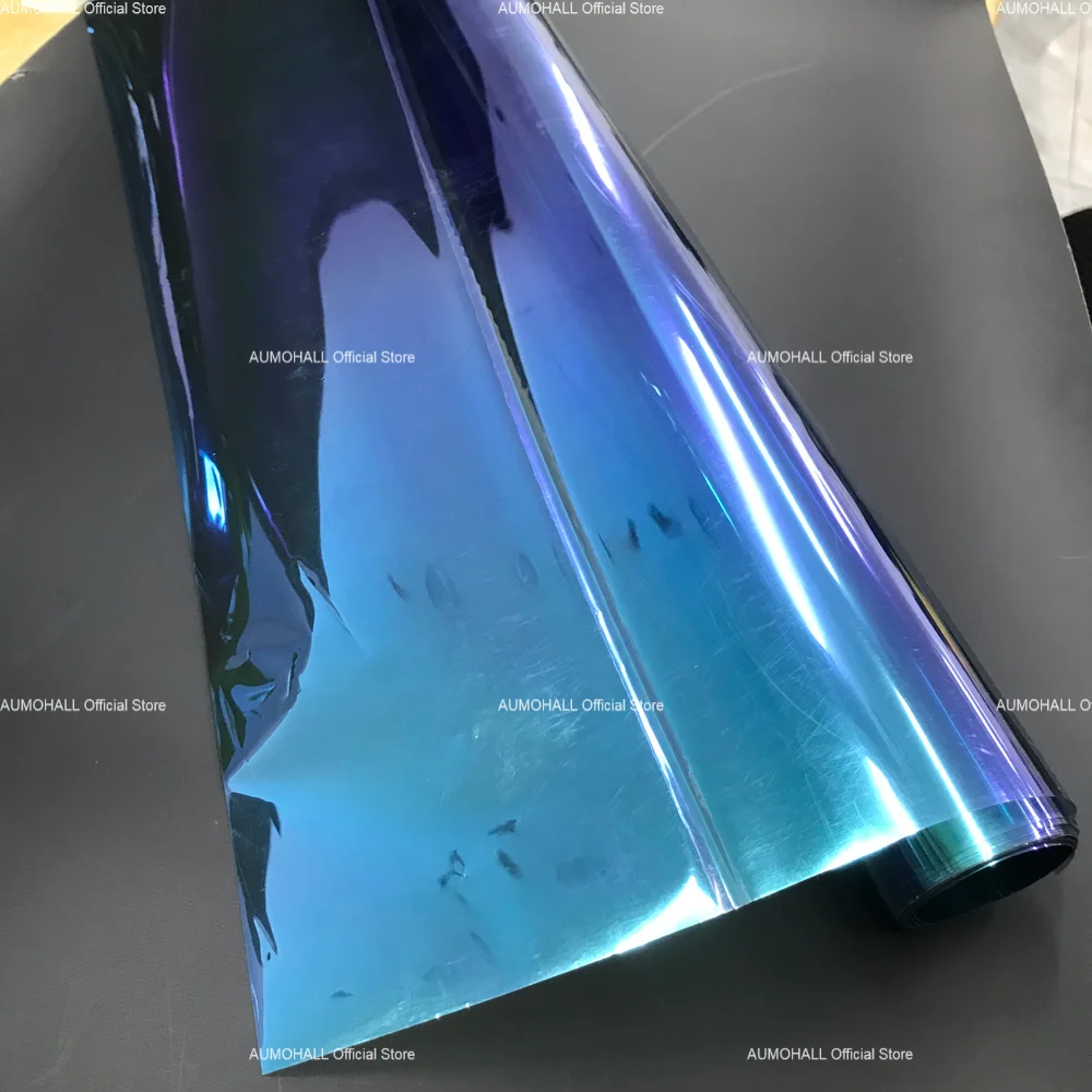 75CM x 3M VLT67% Windscreen Solar Film, Blue with Green Chameleon, Car Front Window Tint Windshield Shades Protection Foils