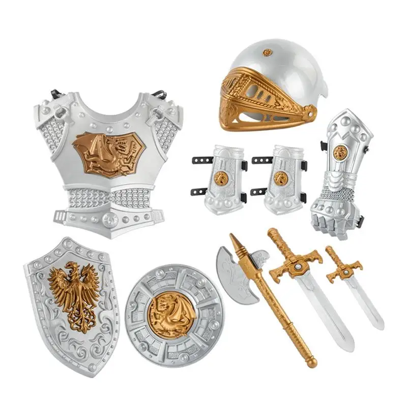 1 Set Children Knight Costume Kids Cosplay Party Clothing Swords Prop Costumes for role knight performance