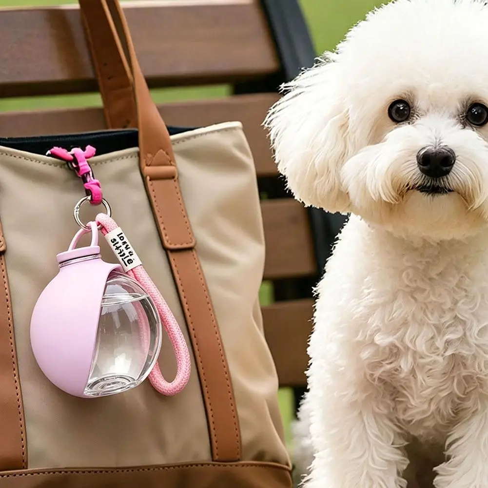 285ml Pet Drinking Silicone Bowl with Lanyard Removable Dog Feeding Bottle Leak-Proof Travel Bowl for Dogs on the Go view 3