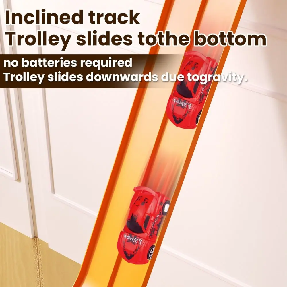 لعبة مسار سباق مرنة مع أكواب شفط، لعبة سيارة مسار سباق DIY قابلة للانحناء باللون الأزرق