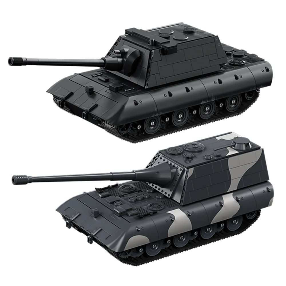 제 2 차 세계 대전 WW2 육군 군사 군인 E-100 중형 탱크 모델 조립 빌딩 블록 어린이를위한 벽돌 장난감 선물