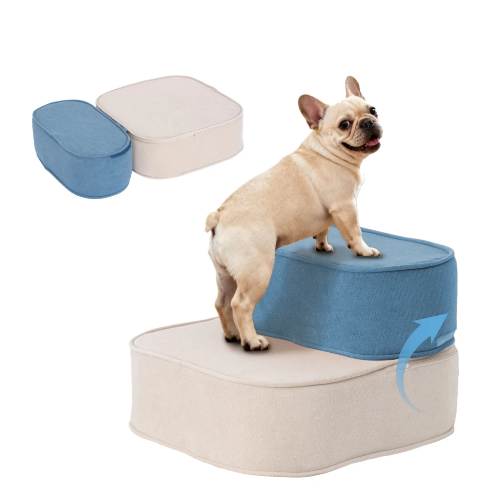 

2-Step Dog Stairs11.8"H:2-in-1 Convertible,High-Density Foam Non-Slip for Bed/Couch,Dogs/Cats