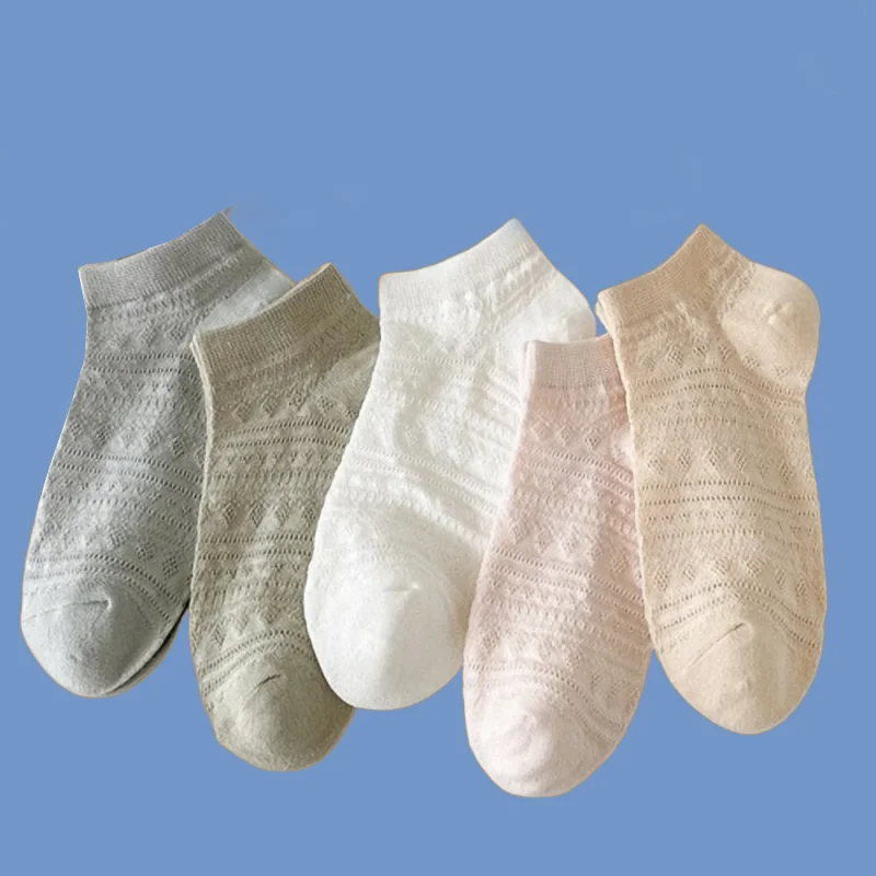 Chaussettes Confortables et Décontractées en Coton pour Femme, Maille Fine, Bateau, Solides, Nouvelle Collection, 5/10 Paires