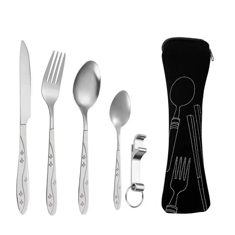 

Stainless Steel Portable Cutlery Box Set Outdoor Travel Camping Gear Camping Gadgets Nature Hiking Accessories