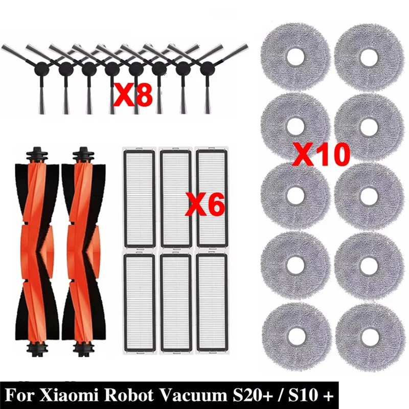 A86I-26Pcs For Xiaomi Robot Vacuum S10 Plus / S10+ / B105 Parts Accessories For Xiaomi Robot Vacuum S20+ Vacuum Cleaner Parts