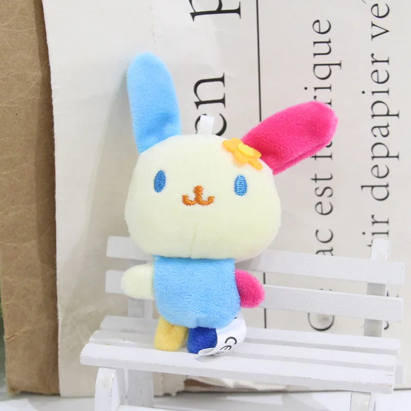 Porte-clés en peluche lapin fleur, Style japonais Kawaii, pendentif lapin coloré, décoration, sac à dos mignon, ornement suspendu, cadeau pour filles